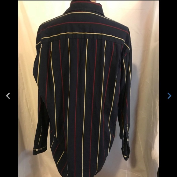 Nautica Navy Blue Striped Button Down Shirt Cotton - Picture 3 of 6